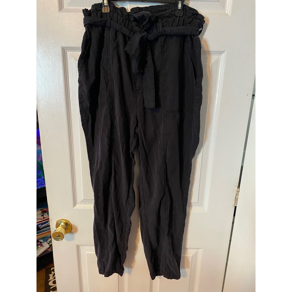 Social Standard by Sanctuary Womens XL Black PaperbagWaist TieBelt Pants Relaxed